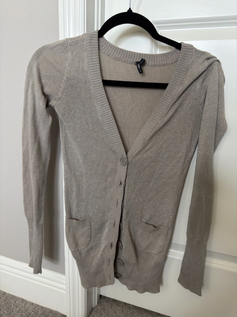 Sparkle Knit Cardigan Sweater in gray